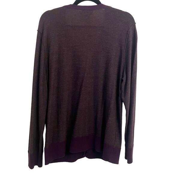 Vertical Design Homme 100% Merino Wool Cardigan Mens Large Purple Stripe Grandpa - Picture 7 of 12